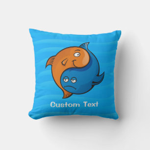 Yin Yang Fish Tecknad Kudde