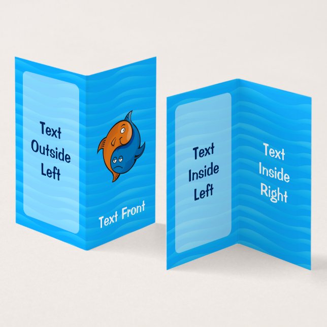 Yin Yang Fish Tecknad Lodrät Visitkort (In- och utsida)