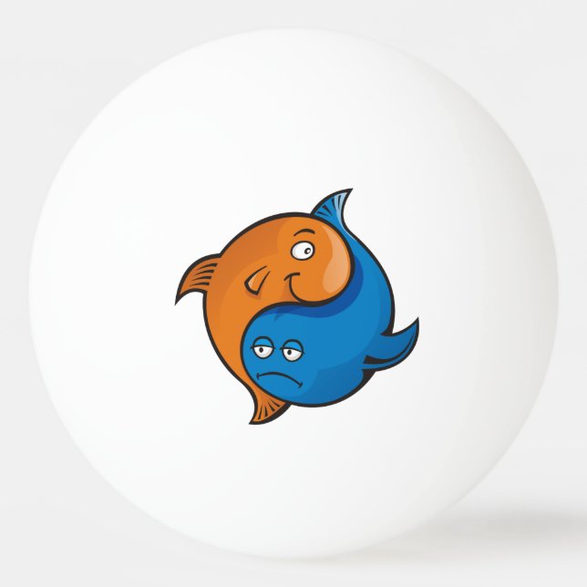 Yin Yang Fish Tecknad Ping-Pong Ball Pingisboll (Framsidan)