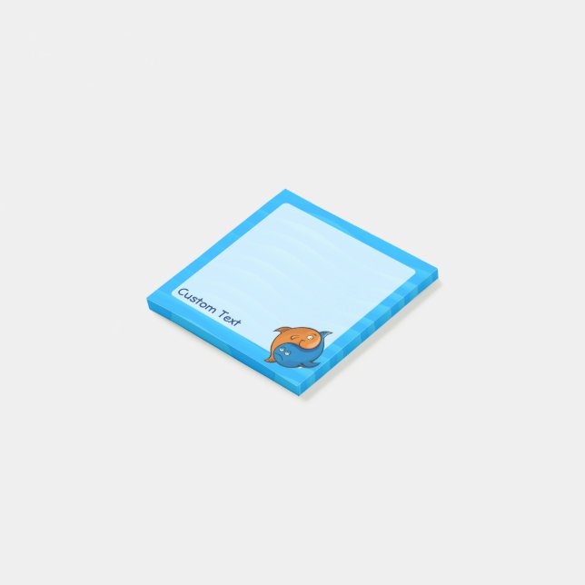 Yin Yang Fish Tecknad Post-it Block (Vinklad)