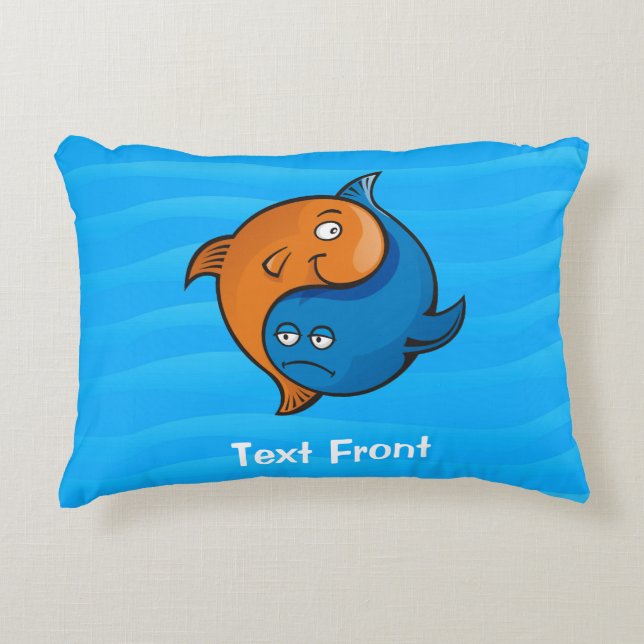 Yin Yang Fish Tecknad Prydnadskudde (Framsidan)
