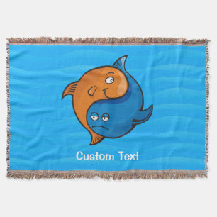 Yin Yang Fish Tecknad Throw Blanket Filt