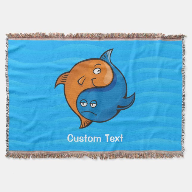 Yin Yang Fish Tecknad Throw Blanket Filt (Framsidan)