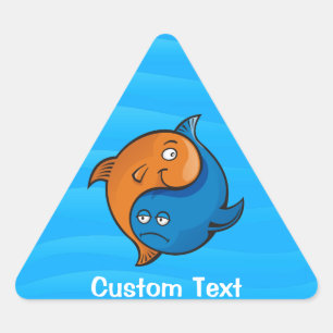Yin Yang Fish Tecknad Triangelformat Klistermärke