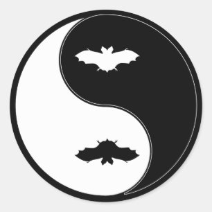 Yin Yang fladdermöss Runt Klistermärke