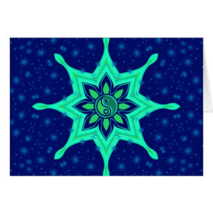 Yin Yang Flower Stars Card Hälsningskort