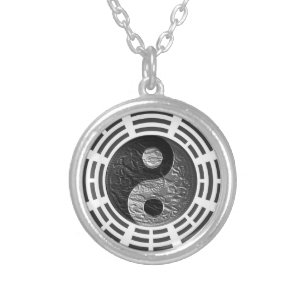 Yin Yang för åtta Trigrams Utföra i relief-Något Silverpläterat Halsband