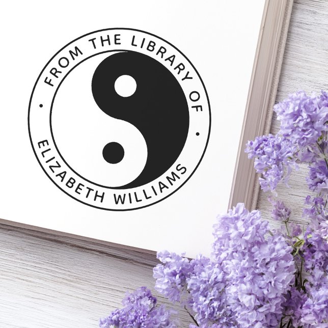 Yin yang från biblioteket med anpassat boknamn självfärgande stämpel (Yin yang from the library of book custom name self-inking stamp)