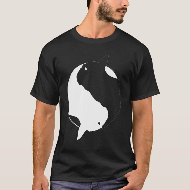 Yin Yang Frenchie French Bulldog Symbol Zen T Shirt (Framsida)