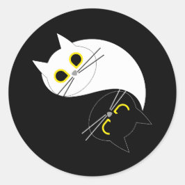 YIN - YANG Funny Cat Sticker Runt Klistermärke