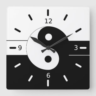 Yin yang fyrkantig klocka