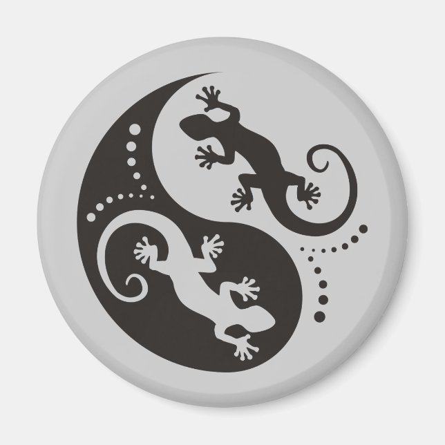 YIN & YANG Geckos Black + din bakgrund och idé Magnet (Framsidan)