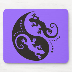 YIN & YANG Geckos Black + din bakgrund och idé Musmatta