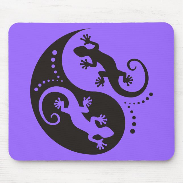 YIN & YANG Geckos Black + din bakgrund och idé Musmatta (Framsidan)