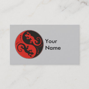 YIN & YANG Geckos black red + din bakgrundsbild Visitkort