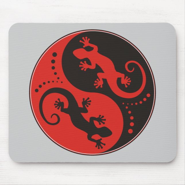 YIN & YANG Geckos black red + din bakgrundsidé Musmatta (Framsidan)