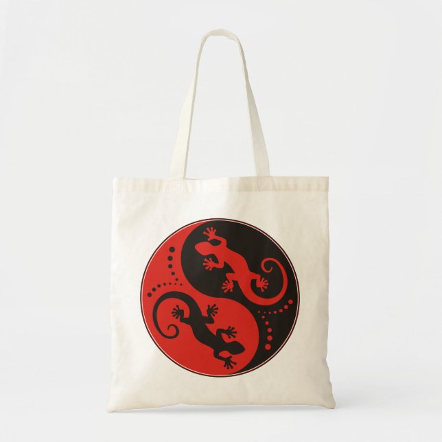 YIN & YANG Geckos black red + din bakgrundsidé Tygkasse (Framsidan)