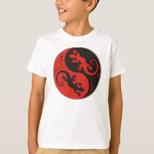 YIN & YANG Geckos black red + din idé T Shirt