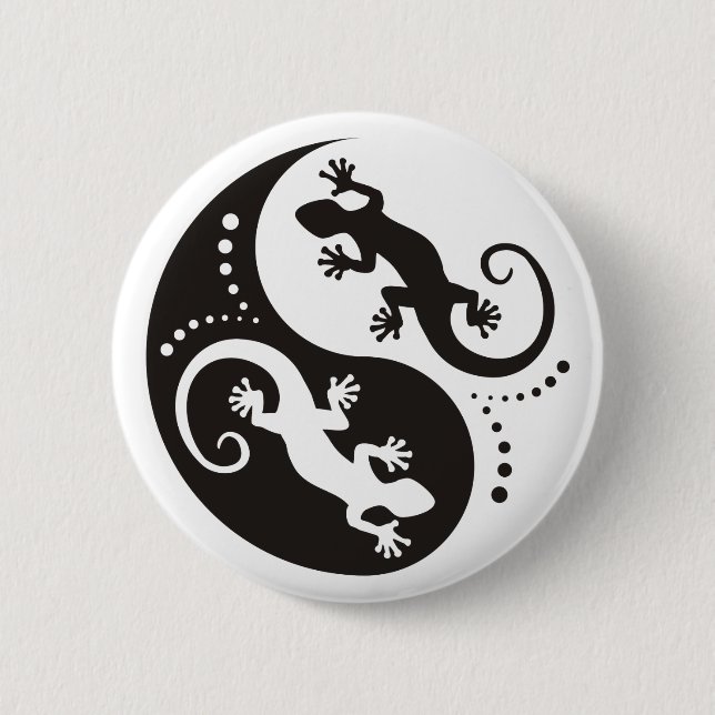 YIN & YANG Geckos svart + din bakgrund & idé Knapp (Framsida)