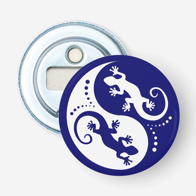 YIN & YANG Geckos vit + din bakgrund och idé Flasköppnare (Framsidan)