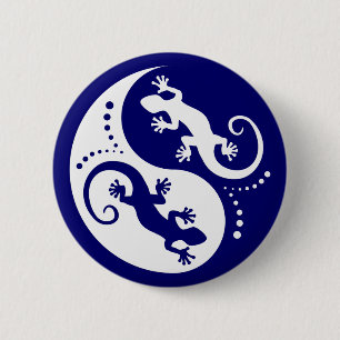 YIN & YANG Geckos white + din idé Knapp