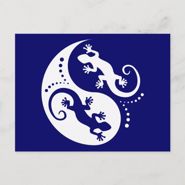 YIN & YANG Geckos white + din idé Vykort (Framsida)