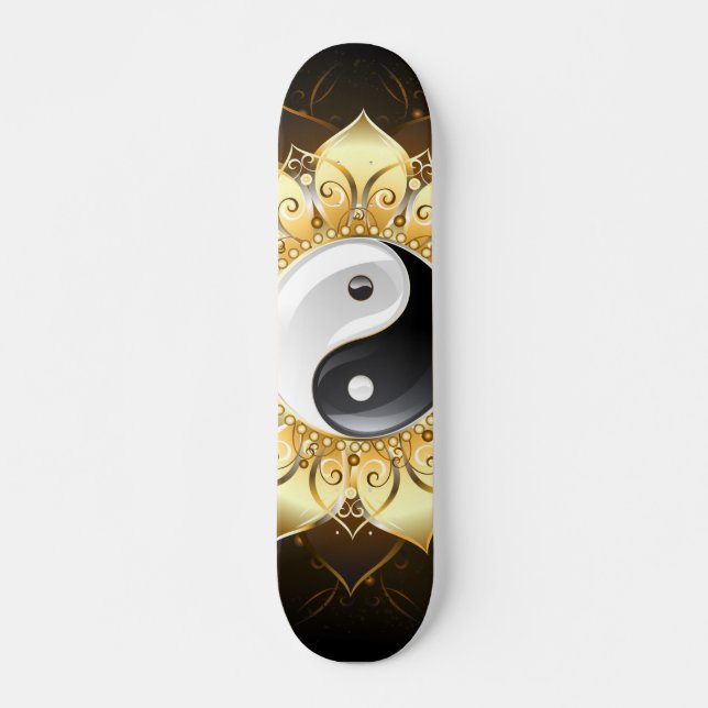 Yin Yang Golden Lotus Mini Skateboard Bräda 18,5 Cm (Framsida)