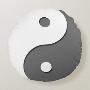 Yin Yang - grå färg 1 Rund Kudde