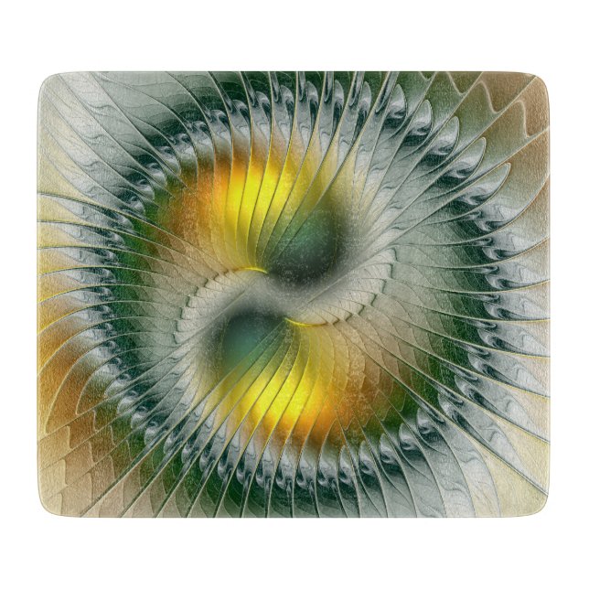 Yin Yang Grön Gul Abstrakt Färgrik Fraktal (Framsidan)