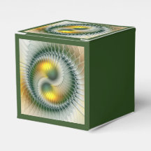 Yin Yang Grön Gul Abstrakt Färgrik Fraktal