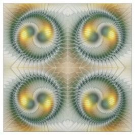 Yin Yang Grön Gul Abstrakt Färgrik Fraktal Tyg