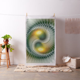 Yin Yang Grön Gul Abstrakt Färgrik Fraktal Tyg