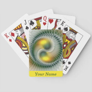 Yin Yang Grönt Gult Abstrakt Colorful Art Namn Casinokort