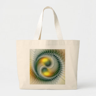 Yin Yang Grönt Gult Abstrakt Colorful Fractal Jumbo Tygkasse