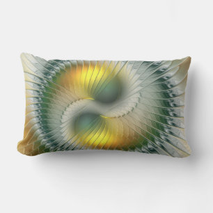 Yin Yang Grönt Gult Abstrakt Colorful Fractal Lumbarkudde