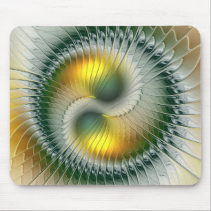Yin Yang Grönt Gult Abstrakt Colorful Fractal Musmatta