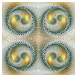 Yin Yang Grönt Gult Abstrakt Colorful Fractal Tyg