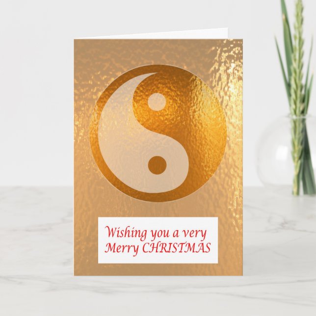 YIN YANG GULD: God jul Lycklig nytt år Helgkort (Framsida)