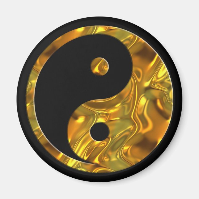 Yin & Yang GULD | Svart Magnet (Framsidan)