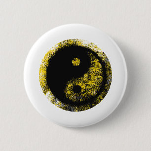 Yin Yang Gult Black MUSEUM Zazzle-gåvor Knapp