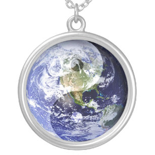 Yin-Yang harmoni på vårt planet Silverpläterat Halsband