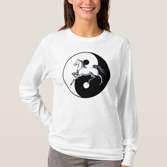 Yin Yang hästskjorta T-shirt (Framsida)