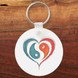 Yin Yang Heart Artistic Anpassningsbar Nyckelring