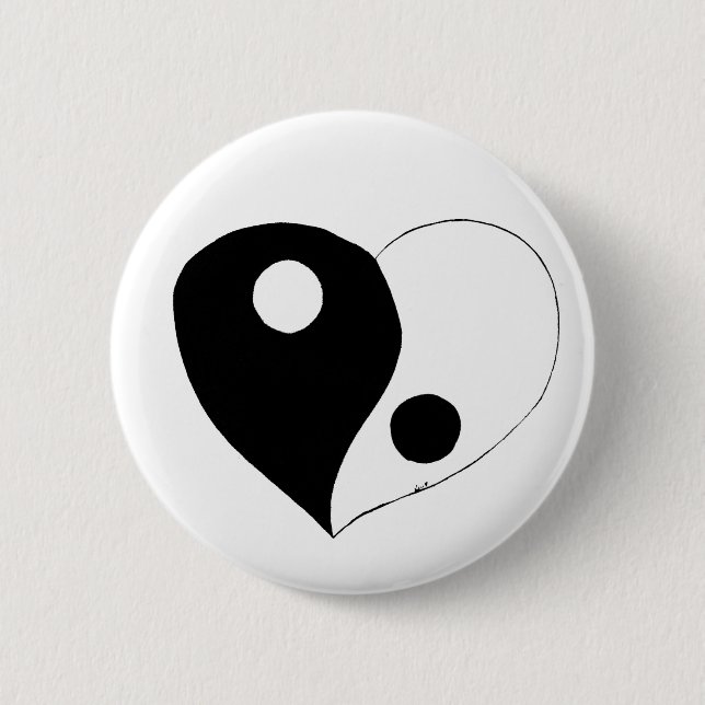 Yin Yang Heart (B/W) Knapp (Framsida)
