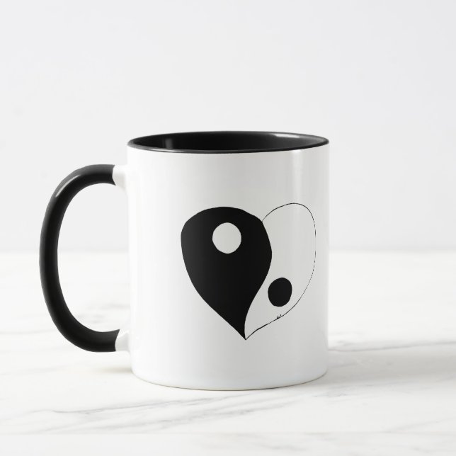 Yin Yang Heart (B/W) Mugg (Vänster)