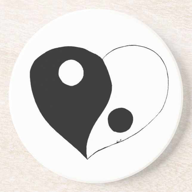Yin Yang Heart (B/W) Underlägg (Framsidan)