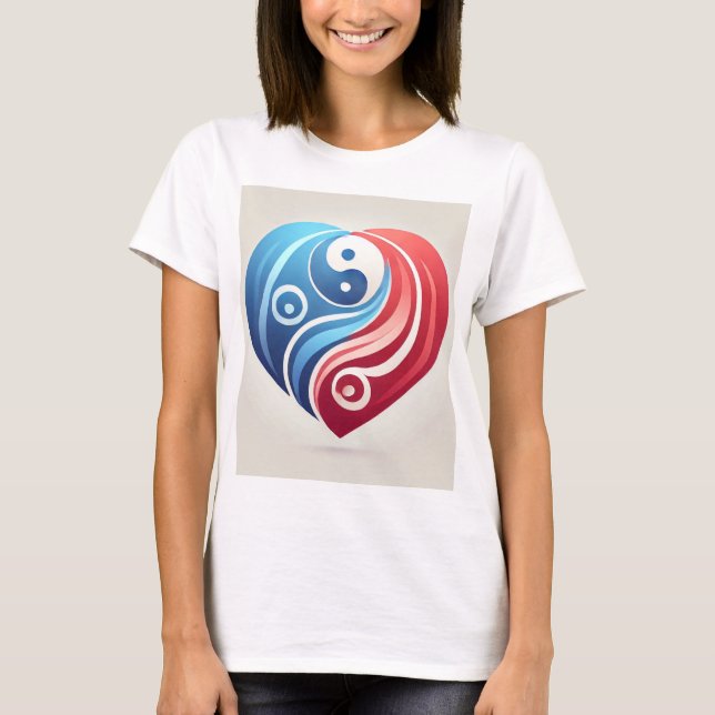 Yin Yang Heart - Harmony in Kärlek Graphic T-Shirt (Framsida)