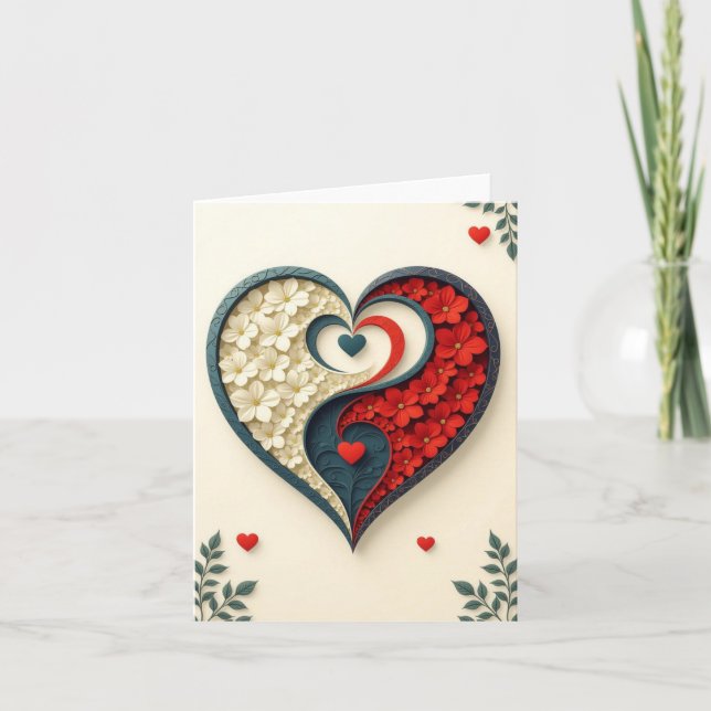 Yin-yang Heart Kärlek Romantic Card Tack Kort (Framsida)