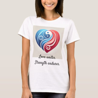 Yin Yang Heart - Kärlek Unites, Strength Endures T Shirt