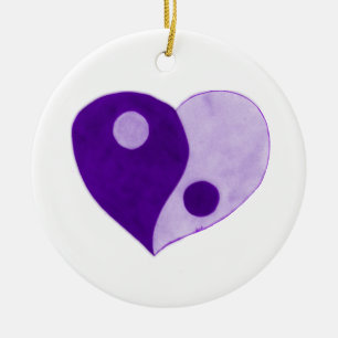 Yin Yang Heart (Lila/Lilac) Julgransprydnad Keramik